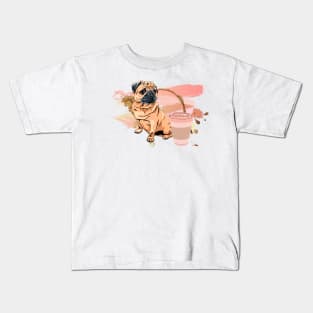 Cute pug and coffee Kids T-Shirt